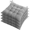 4Pcs Chair Cushion Pads Pillow Soft Tie On Square Sitting Mats For Home Office Car Sitting Travel - Grey