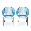 Chrissy Outdoor Blue Modern Faux Rattan Club Chairs (Set of 2) - as Pic