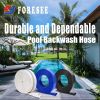Foresee Pool Backwash Discharge Hose Heavy Duty Reinforced; PVC Lay-Flat Water Hose - Blue - 1.50 in x 100 ft