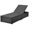 Outdoor Garden 3 Piece Wicker Patio Chaise Lounge Set Adjustable PE Rattan Reclining Chairs with Cushions and Side Table. - Brown