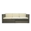 Patio Furniture Sets;  5-Piece Patio Wicker Sofa with Adustable Backrest;  Cushions;  Ottomans and Lift Top Coffee Table - Beige
