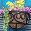 14" Aluminum Hanging Basket with Coir Liner - Lotus dâˆšÂ©cor