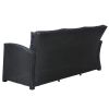 Outdoor Patio Furniture Set 4-Piece Conversation Set Black Wicker Furniture Sofa Set with Dark Grey Cushions - Black