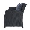 Outdoor Patio Furniture Set 4-Piece Conversation Set Black Wicker Furniture Sofa Set with Dark Grey Cushions - Black