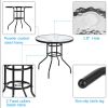 Outdoor Dining Table Round Toughened Glass Table Yard Garden Glass Table - as pic