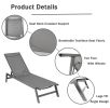 Outdoor Chaise Lounge Chair; Five-Position Adjustable Aluminum Recliner; All Weather For Patio; Beach; Yard;  Pool - Gray