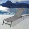 Outdoor Chaise Lounge Chair; Five-Position Adjustable Aluminum Recliner; All Weather For Patio; Beach; Yard;  Pool - Gray