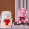 Wedding Decoration Rose Bear Artificial Flower With Box and Light Rose Teddy Bear For Women Valentines Girlfriend Birthday Gifts - 25CM-Brown - China