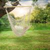 Hammock Chair Hanging Rope Seat Swing w/ Wooden Stick 220lbs Load for Patio Yard Porch Outdoor Bedroom Indoor - Beige
