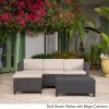 Lorita Outdoor 5-piece Dark Brown Wicker Sectional Sofa Set with Beige Cushions - as Pic